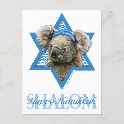 Hanukkah Star of David _ Koala Bear Holiday Postcard