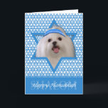 Hanukkah Star of David - Maltese Holiday Card<br><div class="desc">What could make saying Happy Hanukkah more fun than having this Maltese Dog wearing a Yamaka surrounded by the Star of David. This whimsical holiday design will be sure to delight your friends and family as well as other animal lovers. This design is available in over 100 Dog Breeds. If...</div>