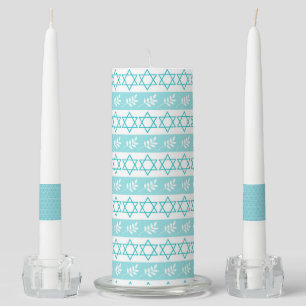HANUKKAH STAR OF DAVID PATTERNS UNITY CANDLE SET