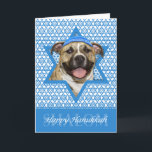 Hanukkah Star of David - Pitbull - Tigger Holiday Card<br><div class="desc">What could make saying Happy Hanukkah more fun than having this Pitbull Dog wearing a Yamaka surrounded by the Star of David. This whimsical holiday design will be sure to delight your friends and family as well as other animal lovers. This design is available in over 100 Dog Breeds. If...</div>