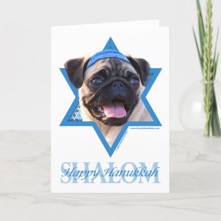 Hanukkah Star Of David — Pug Holiday Card