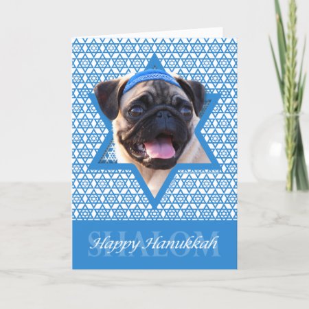 Hanukkah Star Of David - Pug Holiday Card