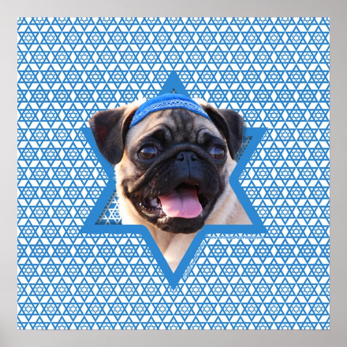Hanukkah Star of David   Pug Poster