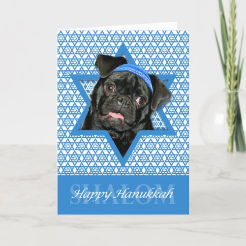 Hanukkah Star of David  Pug  Ruffy Holiday Card