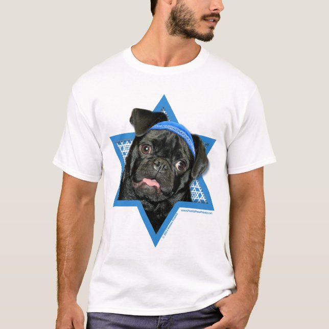 Hanukkah Star of David - Pug - Ruffy T-Shirt (Front)