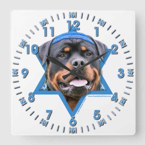 Hanukkah Star of David _ Rottweiler Square Wall Clock