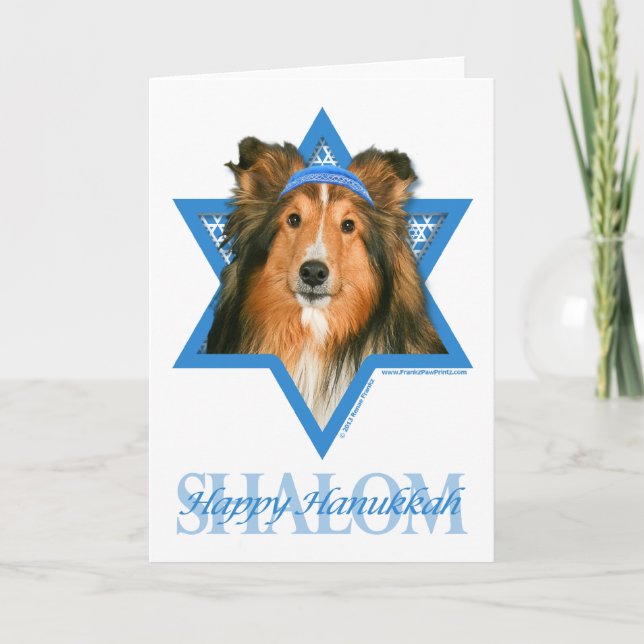 Hanukkah Star of David - Sheltie Holiday Card (Front)
