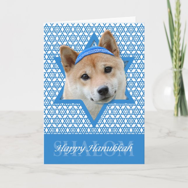 Hanukkah Star of David - Shiba Inu Holiday Card (Front)
