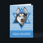 Hanukkah Star of David - Siberian Husky Holiday Card<br><div class="desc">What could make saying Happy Hanukkah more fun than having this Siberian Husky Dog wearing a Yamaka surrounded by the Star of David. This whimsical holiday design will be sure to delight your friends and family as well as other animal lovers. This design is available in over 100 Dog Breeds....</div>