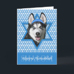 Hanukkah Star of David - Siberian Husky Holiday Card<br><div class="desc">What could make saying Happy Hanukkah more fun than having this Siberian Husky Dog wearing a Yamaka surrounded by the Star of David. This whimsical holiday design will be sure to delight your friends and family as well as other animal lovers. This design is available in over 100 Dog Breeds....</div>