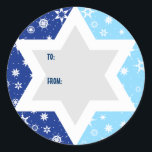 Hanukkah Star of David Snowflake Gift Sticker<br><div class="desc">Get in the Hanukkah spirit with this graphic gift sticker. Perfect for labelling the plethora of Hanukkah gifts. Leave the "to/from" message as is and write in your own names or add your own message to brighten up the season. Great as a favor for the holiday and throughout the year....</div>