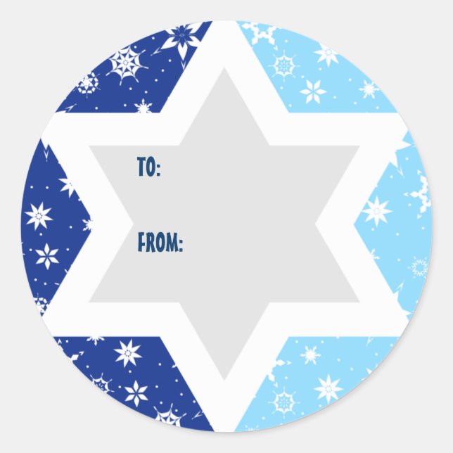 Hanukkah Star of David Snowflake Gift Sticker (Front)