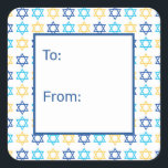 Hanukkah Star of David Square Sticker<br><div class="desc">These fabulous gift tags would look great on all your Hanukkah gifts.  They are so festive with blue turquoise and yellow Stars of David.  They'll look so cute on your gifts.</div>