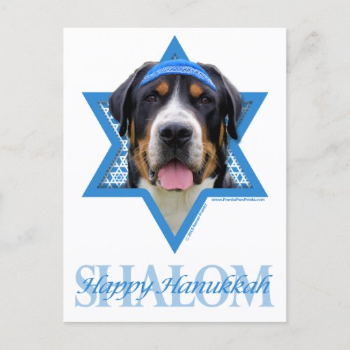 Hanukkah Star of David _ Swiss Mountain Dog Holiday Postcard