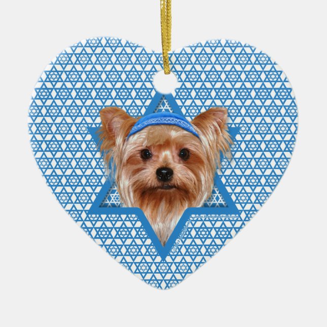 Hanukkah Star of David - Yorkshire Terrier Ceramic Ornament (Front)