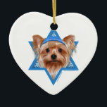 Hanukkah Star of David - Yorkshire Terrier Ceramic Ornament<br><div class="desc">What could make saying Happy Hanukkah more fun than having this Yorkshire Terrier Dog wearing a Yamaka surrounded by the Star of David. This whimsical holiday design will be sure to delight your friends and family as well as other animal lovers. This design is available in over 100 Dog Breeds....</div>