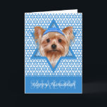 Hanukkah Star of David - Yorkshire Terrier Holiday Card<br><div class="desc">What could make saying Happy Hanukkah more fun than having this Yorkshire Terrier Dog detention a Yamaka surded by the Star of David. This whimsical holiday design will be sure to delight your friends and family as well as other animal lovers. This design is available in over 100 Dog Bal....</div>