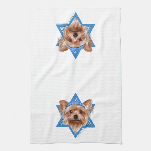 Hanukkah Star of David - Yorkshire Terrier Kitchen Towel (Vertical)
