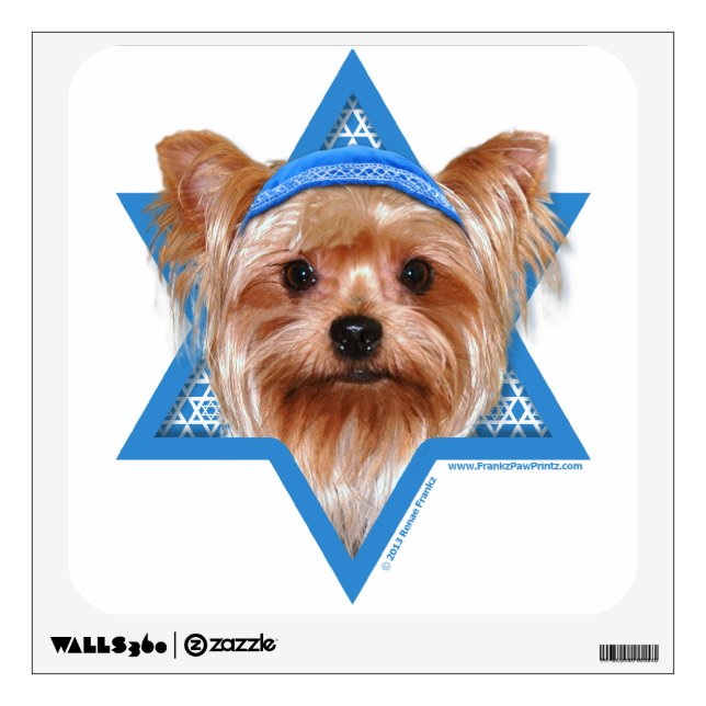 Hanukkah Star of David - Yorkshire Terrier Wall Sticker (Front)