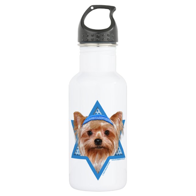Hanukkah Star of David - Yorkshire Terrier Water Bottle (Front)