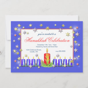 Hanukkah Stars and Candles Celebration Invitation