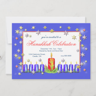 Hanukkah Stars and Candles Celebration Invitation