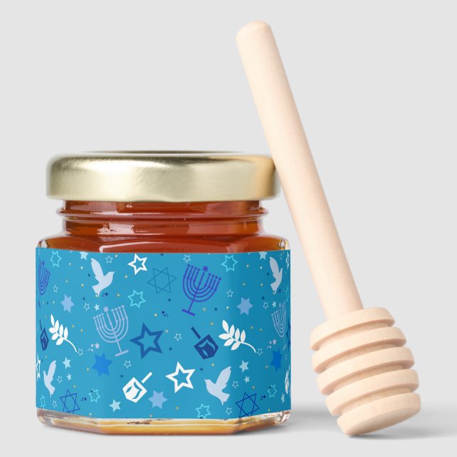 Hanukkah Stars Honey Jar Favors (Front)