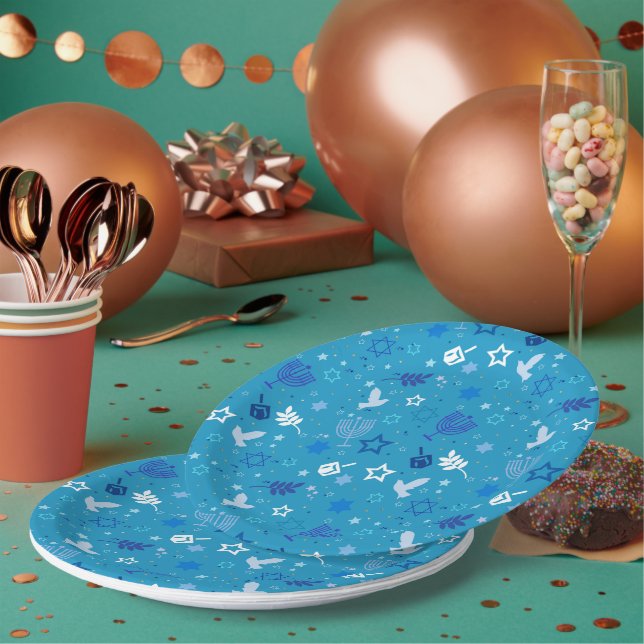Hanukkah Stars Paper Plates (Multi)