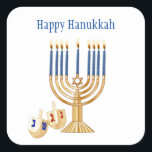 Hanukkah Stickers<br><div class="desc">This small size square sticker is shown with a festive Hanukkah holiday print.
Customize this item or buy as is.




Stock Image</div>