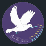 Hanukkah Stickers (1 1/2"/3")"Dove Menorah/Gold"<br><div class="desc">Hanukkah/Holiday stickers, personalize. "Dove Lighting Menorah/Gold Glitter" Choose from 1 1/2" and 3" stickers. Personalize by deleting and replacing text with your own message. Choose your favorite font size, style, and color. Thanks for stopping and shopping by! Your business is very much appreciated! Happy Hanukkah! Shape: Classic Round Sticker Make...</div>