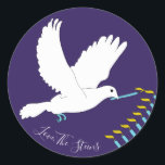 Hanukkah Stickers (1 1/2"/3")"Dove Menorah/Yellow"<br><div class="desc">Hanukkah/Holiday stickers, personalize. "Dove Lighting Menorah/Yellow" Choose from 1 1/2" and 3" stickers. Personalize by deleting and replacing text with your own message. Choose your favorite font size, style, and color. Thanks for stopping and shopping by! Your business is very much appreciated! Happy Hanukkah! Shape: Classic Round Sticker Make your...</div>