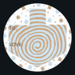 Hanukkah Stickers (1 1/2" or 3")Dreidel/Blue/Brown<br><div class="desc">Personalize by changing font size, style, color and wording. So many uses: To and From gift stickers, Thank You stickers on treat bags, Cake Toppers (stick on heavy cardstock, cut out sticker, tape toothpick on back of cardstock), or how about Gift Tags (stick on heavy cardstock, cut out sticker, punch...</div>