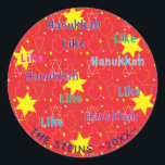Hanukkah Stickers (1 1/2" or 3") "Like Hanukkah"<br><div class="desc">Personalize by changing font size, style, color and wording. So many uses: To and From gift stickers, Thank You stickers on treat bags, Cake Toppers (stick on heavy cardstock, cut out sticker, tape toothpick on back of cardstock), or how about Gift Tags (stick on heavy cardstock, cut out sticker, punch...</div>