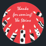 Hanukkah Stickers (1 1/2" or 3") Red/Bl Candles<br><div class="desc">Personalize by changing font size, style, color and wording. So many uses: To and From gift stickers, Thank You stickers on treat bags, Cake Toppers (stick on heavy cardstock, cut out sticker, tape toothpick on back of cardstock), or how about Gift Tags (stick on heavy cardstock, cut out sticker, punch...</div>