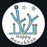 Hanukkah Stickers "Blue Bling Menorah"<br><div class="desc">Hanukkah Holiday stickers, "Blue Bling Menorah" Anyway I spell it, Chanukah is one of my favorite holidays. Have fun using these stickers as cake toppers, gift tags, favor bag closures, or whatever rocks your festivities! Personalize by deleting, "Happy Hanukah" and adding your own text using your favorite font style, size...</div>