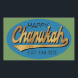 Hanukkah Stickers "Retro Chanukah Est 139 BCE"<br><div class="desc">Hanukkah/Chanukah Rectangular Holiday stickers, "Retro Happy Chanukah Est 139 BCE" Have fun using these stickers as cake toppers, gift tags, favor bag closures, or whatever rocks your festivities! Personalize by deleting, "Happy and EST 139 BCE" and replacing with your own text using your favorite font style, size, and color. Background...</div>