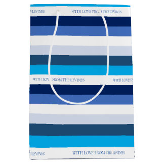 Hanukkah Stripe Personalized Medium Gift Bag