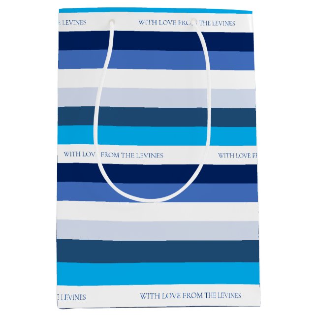 Hanukkah Stripe Personalized Medium Gift Bag (Front)
