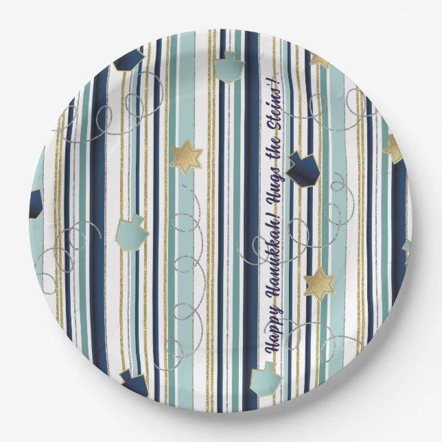Hanukkah Stripes and Fun Paper Plates (Front)
