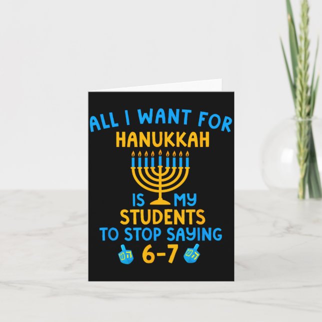 Hanukkah Students Saying 6-7 67 Six Seven Hebrew S Card (Front)