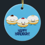Hanukkah Sufganiyot Jewish Jelly Filled Donut Ceramic Ornament<br><div class="desc">Happy Hanukkah! Nothing as great as taking a bite of some sufganiyah. Fried,  sweet and delicious. Thank you for looking at Happy Foods Design. Berenice Limon ©. www.zazzle.com/kitteh03 for more designs!</div>