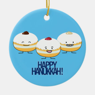 Hanukkah Sufganiyot Jewish Jelly Filled Donut Ceramic Ornament