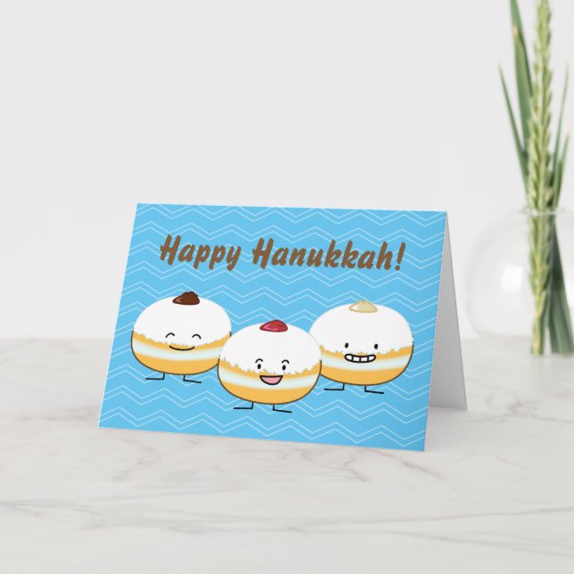 Hanukkah Sufganiyot Jewish Jelly Filled Donut Holiday Card (Front)