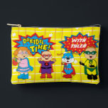 Hanukkah Super Friends Dreidel Accessory Pouch<br><div class="desc">Hanukkah with Super Friends, Dreidel Game Pouch. All design elements can be edited. Change editable text using your favorite font style, color, and size. Fill your pouch with dreidels, and playing treats. Game on!!! Happy Hanukkah! Bag Type: Print Cut Sew Small Accessory Pouch Our pouches come in two sizes and...</div>