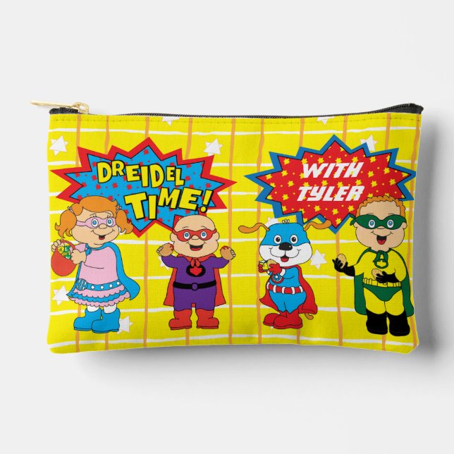 Hanukkah Super Friends Dreidel Accessory Pouch (Front)
