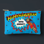 Hanukkah Super Judah Dreidel Accessory Pouch<br><div class="desc">Hanukkah with Super Judah Maccabee, Dreidel Game Pouch. All design elements can be edited. Change editable text using your favorite font style, color, and size. Fill your pouch with dreidels, and playing treats. Game on!!! Happy Hanukkah! Bag Type: Print Cut Sew Small Accessory Pouch Our pouches come in two sizes...</div>