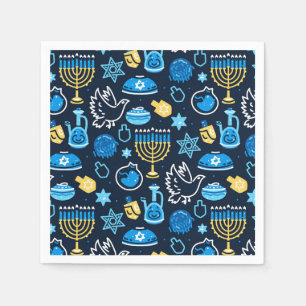 Hanukkah Symbols Blue Pattern Napkins