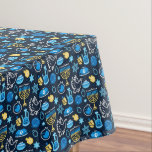 Hanukkah Symbols Blue Pattern Tablecloth<br><div class="desc">Celebrate the Festival of Lights with this Hanukkah-themed pattern. Featuring traditional symbols like menorahs,  dreidels,  doves,  and Stars of David,  all in vibrant blue,  gold,  and white hues,  this design is perfect for festive products. Ideal for Hanukkah wrapping paper,  greeting cards,  and other holiday decor.</div>