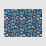 Hanukkah Symbols Blue Pattern Tissue Paper<br><div class="desc">Celebrate the Festival of Lights with this Hanukkah-themed pattern. Featuring traditional symbols like menorahs,  dreidels,  doves,  and Stars of David,  all in vibrant blue,  gold,  and white hues,  this design is perfect for festive products. Ideal for Hanukkah wrapping paper,  greeting cards,  and other holiday decor.</div>