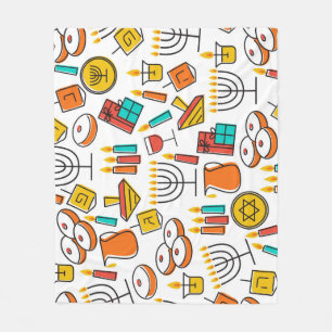 Hanukkah Symbols: Jewish Holiday Pattern. Fleece Blanket